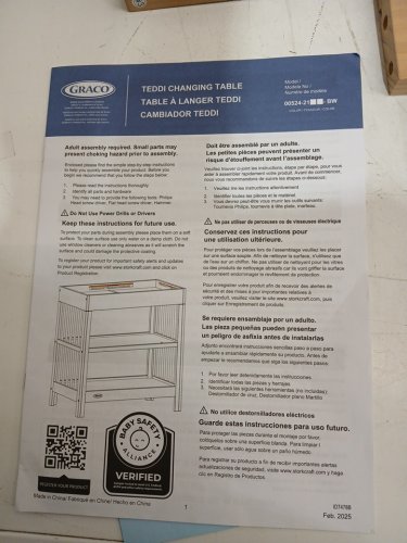 Graco Teddi Changing Table with Water-Resistant Changing Pad - 2 open shelves - 30lbs weight capacity - light brown (model: 00524-2107-vc) image 2