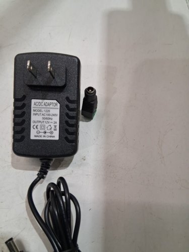2PC AC/DC ADAPTOR CHARGER WITH 2-PIN GREEN TERMINAL BLOCK CONNECTOR JACK - AC100-240V - 50/60HZ - OUTPUT 12V 2AAMP - BLACK (MODEL: 1220) image 3