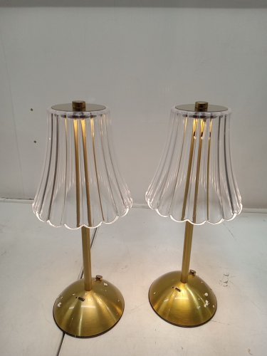 2PK LED Cordless Table Lamp, 3 Color Stepless Dimming - 11.8" - GOLD/CLEAR image 3