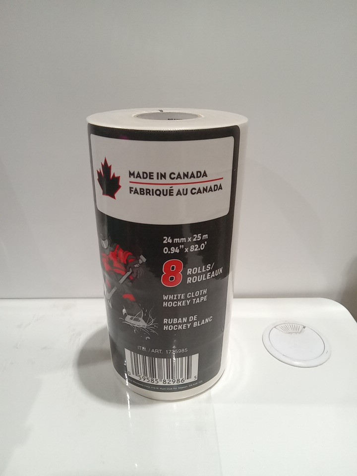 8pk made in canada cloth hockey tape - 24mm x 25M - white image 2
