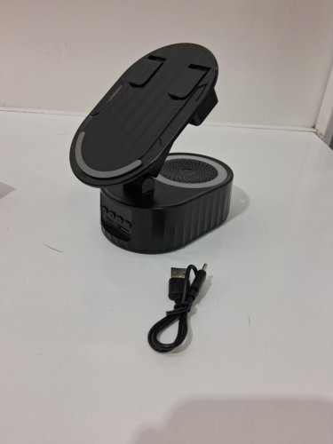 aklcr 5-in-1 induction audio wireless phone charge - 3000mah - black/led (Model : a016) image 2