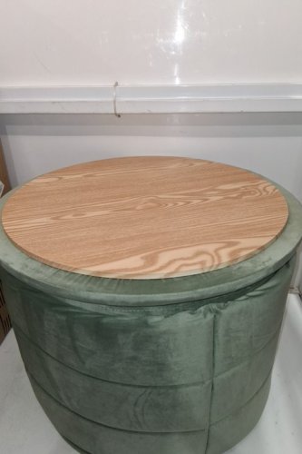 B FSOBEIIALEO ROUND VELVET STORAGE OTTOMAN WITH TRAY -58D X 58W X 44H - GREEN (MODEL: CA58BTR-V-SAGE-1) image 5