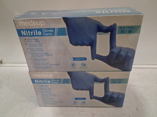 2 (100PK) Medsup Nitrile Gloves - MEDIUM - BLUE - (Model: 1688160) image 2