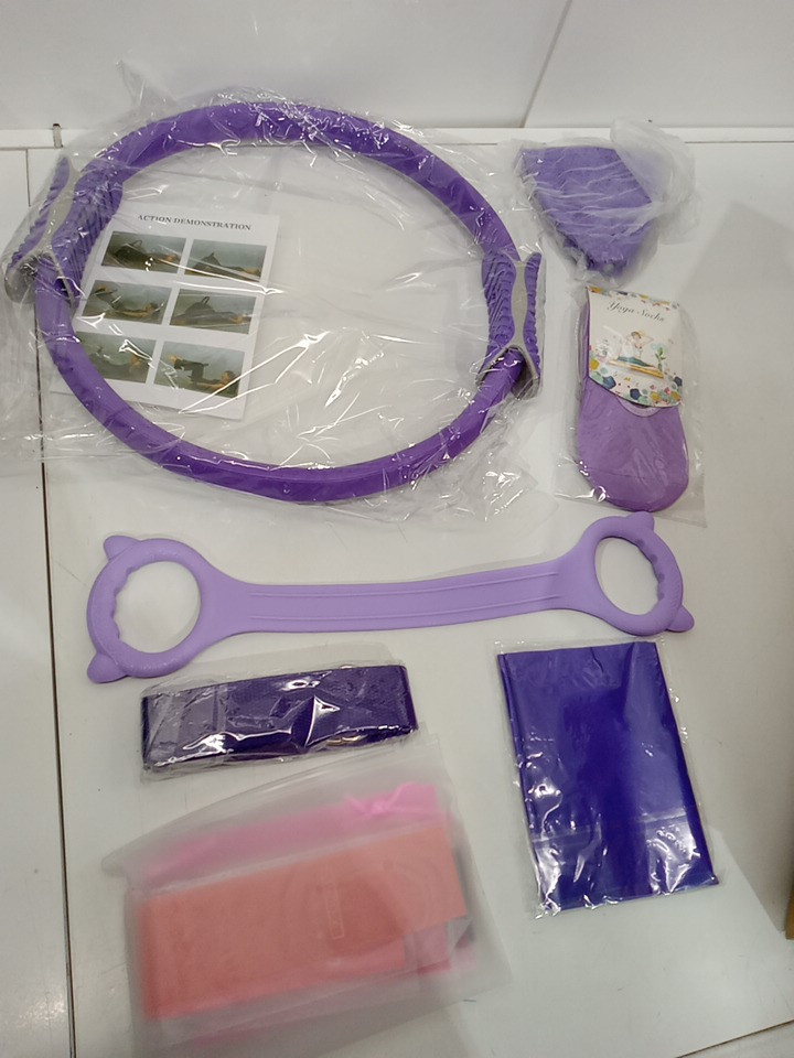 7pc Home Pilates Essentials Kit with Magic Circle and Resistance Bands - purple image 4