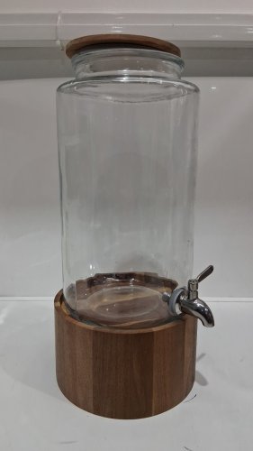 Studio TU Glass Drink Dispenser With Acacia Wood Stand - 8.3L - Brown (Model: TPT-V8423-CA / 1796162) image 3