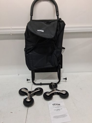 folding stair climbing grocery shopping cart trolley with attachable bag - 36L storage, 110LB max - black - (model: 2028b) image 3