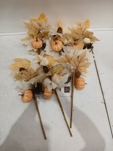 6 DECORATIVE PUMPKIN FLORAL PICKS - orange and brown image 2