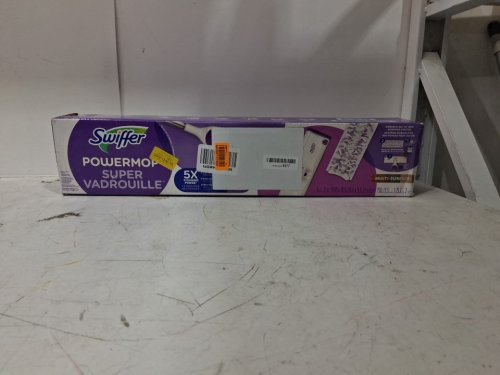 SWIFFER POWERMOP MULTI-SURFACE MOP KIT WITH 2 MOPPING PAD REFILLS, 1 FLOOR CLEANING SOLUTION WITH FRESH SCENT AND 2 BATTERIES - PURPLE AND WHITE image 2