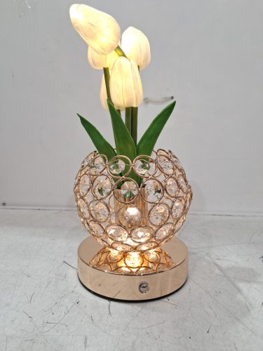 ZQPBLED crystal Tulip Table touch Lamp with 3 Colors - 11" - white image 3