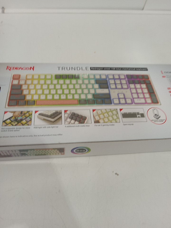 redragon trundle 108 Keys RGB wired Gaming Keyboard with Sound Absorbing Foams and dust-proof red switches - mixed color keycaps (model: k668) image 4