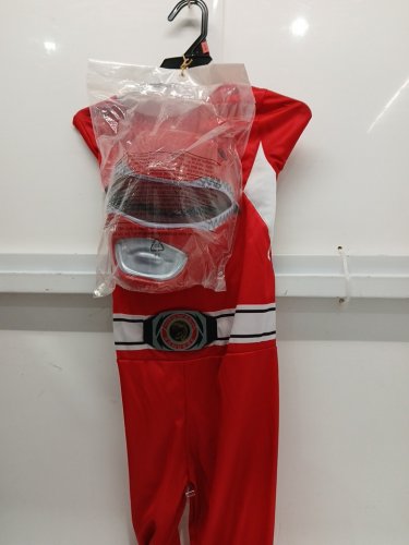 2PC BOY'S POWER RANGERS RED RANGER COSTUME WITH MASK - SMALL (4-6) - RED image 2