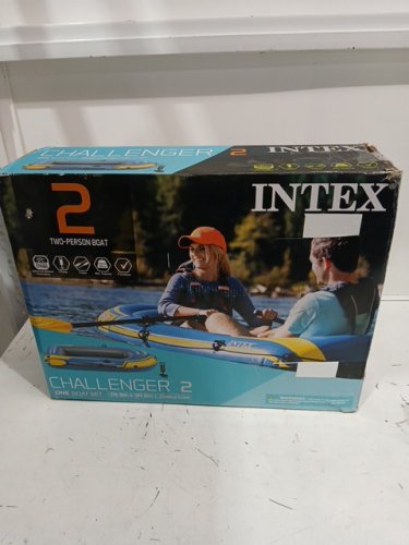 Intex Challenger 2 2-Person Inflatable Boat with 2 paddles and pump - 7ft 9" x 3ft 9" - 48" oars - 440lbs capacity - Yellow/Blue (model: 68367ep) image 2