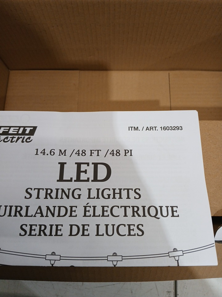 feit electric weatherproof led 24-light string lights with 26 lightbulbs - 48ft - black (model: 1603293) image 2