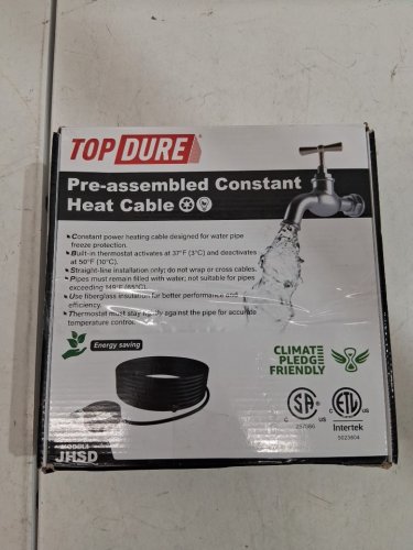 top dure heat tape cable for frozen water pipes - 35ft 120v 7w/ft output - black (model: jhsd) image 3