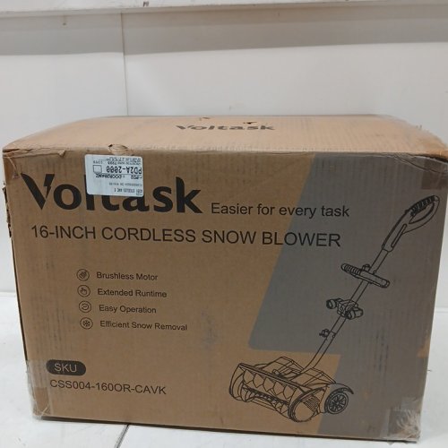 VOLTASK CORDLESS cordless snow blower WITH 2 BATTERIES & CHARGER - 16" - 48V - BLACK/ORANGE (MODEL: css004-160or-cavk/css004-160) image 2