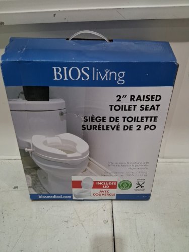 Bios Living 2" Raised Toilet Seat with Lid - White (Model: 59056L) image 2