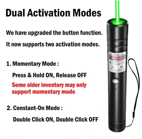 Rechargeable Green Laser Pointer for long distance range - green light - Black image 4