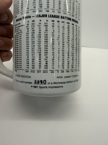 JUMBO YANKEE TRADITION MICKEY MANTLE AND DAN MATTINGLY COLLECTIBLE MUG image 3
