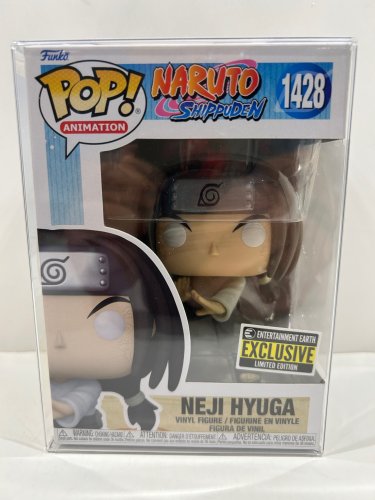 Funko pop! **earth exclusive** Animation: Naruto shippuden - neji hyuga vinyl figure (#1428) **plastic protector cover** image 2