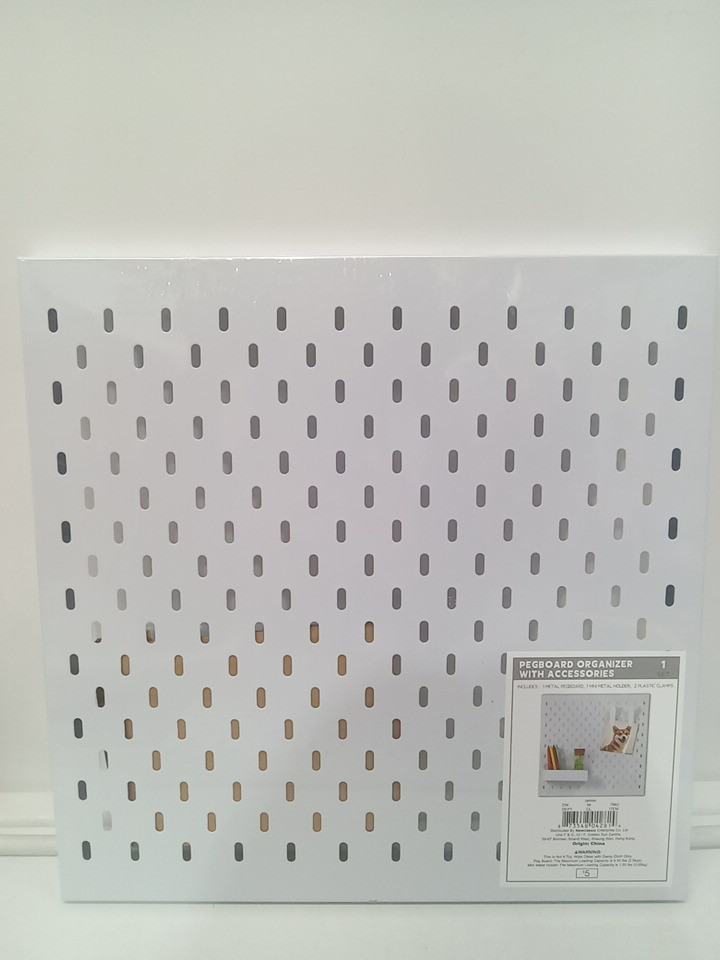 4 SMALL WALL-MOUNT PEGBOARD ORGANIZER WITH ACCESSORIES - 11.75" - White image 3