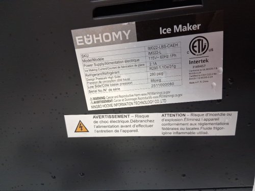 EUHOMY Portable Self-Cleaning Countertop Crescent Ice Makers with Ice Scoop and Basket - 1.9L tank - 27lbs - black/stainless steel (model: IM022-LBS-E-HD) image 5