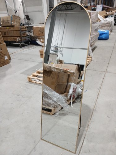 Harritpure arched full length Floor mirror with Built-In Stand - 58" x 18" - gold (Model: GXZJ-1858-G) image 3