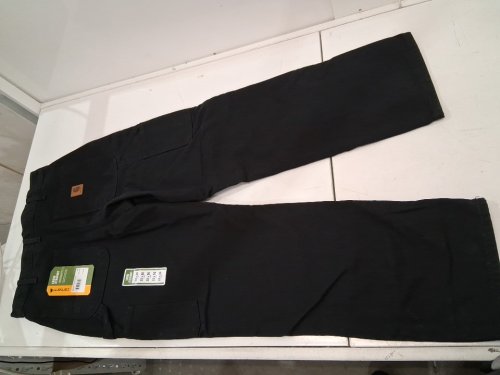 MEN'S CARHARTT LOOSE FIT WASHED DUCK FLANNEL LINED WORK PANTS -32W X 33 L- BLACK- (MODEL:B111-BLK) image 3