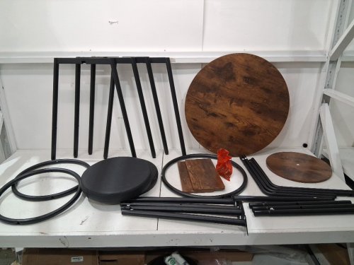 3PC round bar table and chairs set - brown wood/black (model: btc-3-brown) image 2