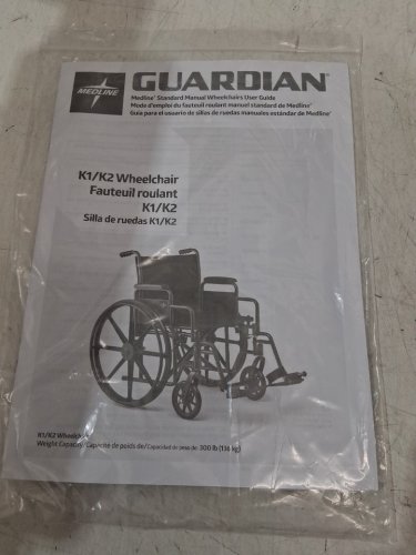 MEDLINE GUARDIAN K1 WHEELCHAIR - 16" seat - 300LB CAPacity - BLACK (MODEL: K1166N22S) image 8