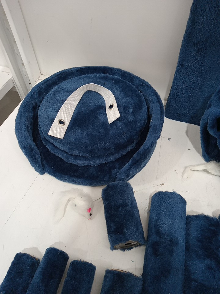 INDOOR MULTIPLE LEVEL CAT TOWER WITH 2 CONDOS - 54" - NAVY BLUE image 7