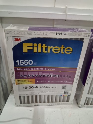 2pk 3m filtrete 1550 allergen, bacteria, and virus deep pleat AC Furnace Air Filter designed to fit honeywell, carrier, and lennox - 16" x 20" x 4" image 3