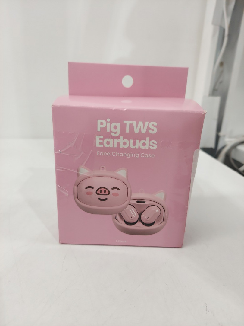 unisex gems Kid's PIG tws earbuds with face change case - PINK image 2