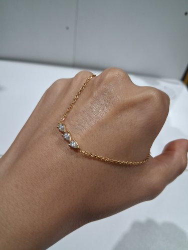 stainless steel drop cubic zirconia charms chain bracelet - 6.5" - 8.5" - 18k gold plated image 4