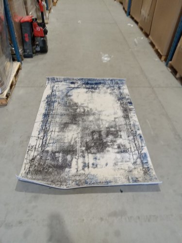 elite austin area rug for living room / bedroom - 4ft x 6ft - white, black and blue (model:18370) image 2