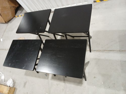 4PK Amazon Basics Portable TV Dinner Rectangular Folding Tray Table with Storage Rack - 26" - black image 4