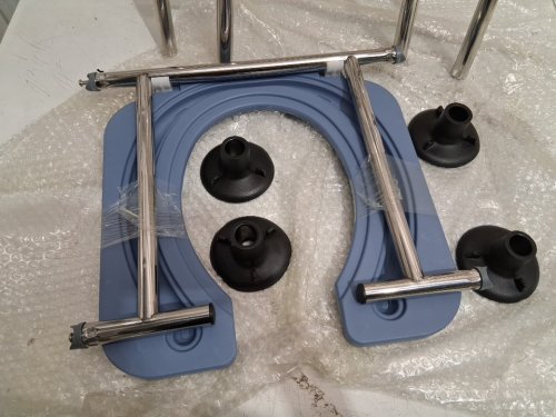 Maitehao adjustable aluminum toilet seat riser - 65" x 27" x 43" - blue/silver image 4
