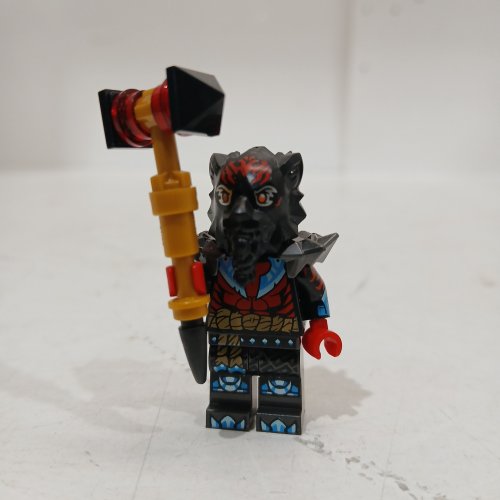 LEGO NINJAGO COLLECTIBLE MINI FIGURE WITH ASSORTED WEAPON / TOOL - WOLF MASK LORD RAS, BLACK BLUE RED image 2