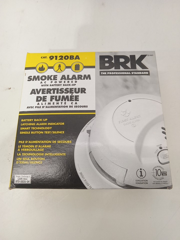 BRK AC Powered Smoke Alarm with 10 year battery backup - White (Model: 9120BA) image 2