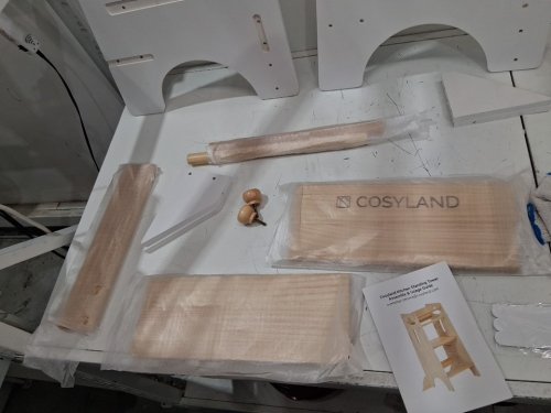COSYLAND Toddler Standing Tower Kitchen Step Stool - 35.5"x15.75"x17.75" - Adjustable Height - natural/wood - (model:cs000132-1-ca) image 5