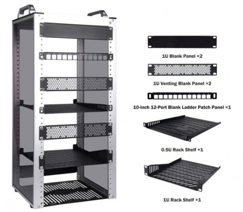 DeskPi RackMate Cabinet for Network, Servers, Audio, and Video Equipment - black (model: DP-0048-L) image 2