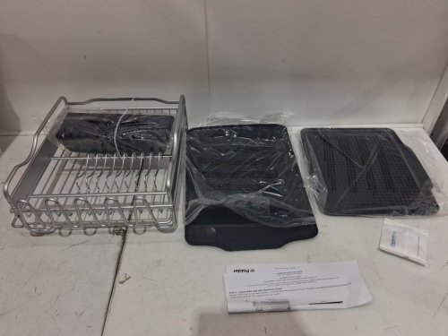 4pc polder advantage aluminum dish rack - 20.6" × 14" × 6.9" - GREY/BLUE (model: 1966478/KTH-6350CN) image 3