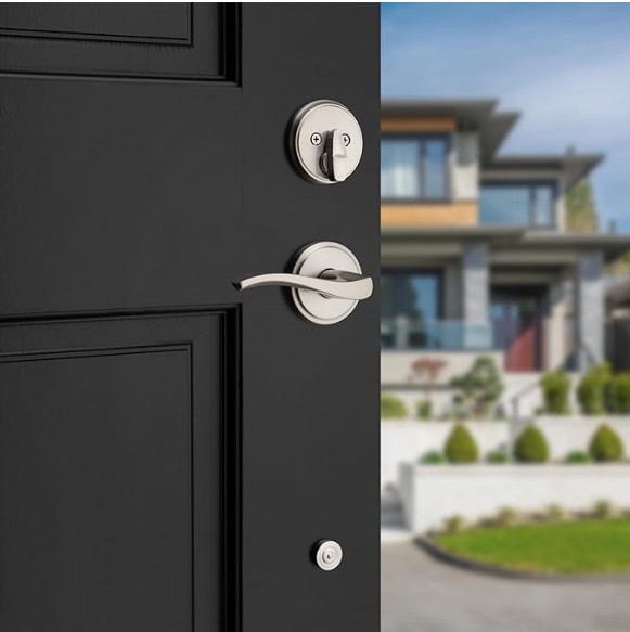 WeiserFront Door Lock and Handle Set, Prescott Deadbolt Lock and Handleset - satin nickel ( model- 9GLA84710-018) image 2