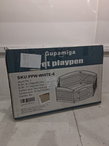 Gupamiga 6-PANEL Pet Playpen for small pets - 24" x 31.5" (each) - white (model: ppw-white-6) image 2