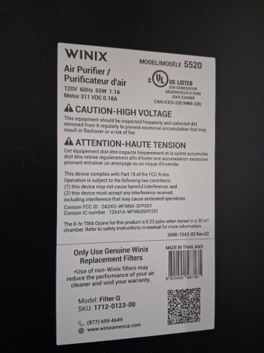 WINIX LARGE ROOM TRUE HEPA AIR PURIFIER WITH WI-FI CONTROL - 1882SQ.FT COVERAGE - BLACK (MODEL: 5520) image 4
