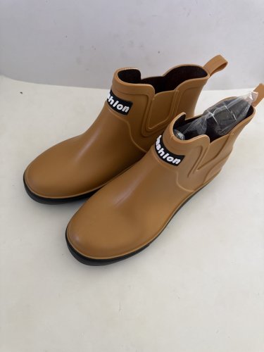WOMEN'S ANKLE RAIN BOOTS - 40 (9) - BROWN/BLACK image 2