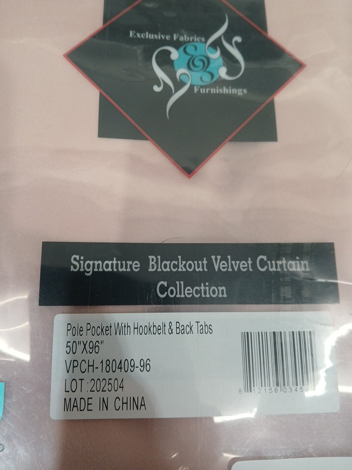 (1 PANEL) EXCLUSIVE FABRICS SIGNATURE PLEATED BLACKOUT SOLID VELVET CURTAIN PANELS - 50" x 96" - BLUSH PINK (model: vpch-180409-96) image 4