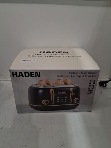 HADEN 4-SLICE WIDE SLOT HERITAGE TOASTER WITH REMOVABLE CRUMB TRAY  -BLACK AND COPPER - (MODEL: 75042) image 2
