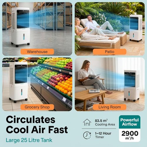 SereneLife portable Evaporative Air Cooler Fan with WiFi app and remote control - white (model: SLACL25WHGY) image 2
