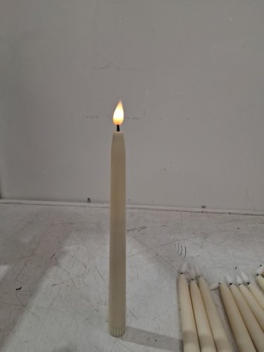 10pc led real wax flameless taper candles with remote timer - 11" - ivory image 3