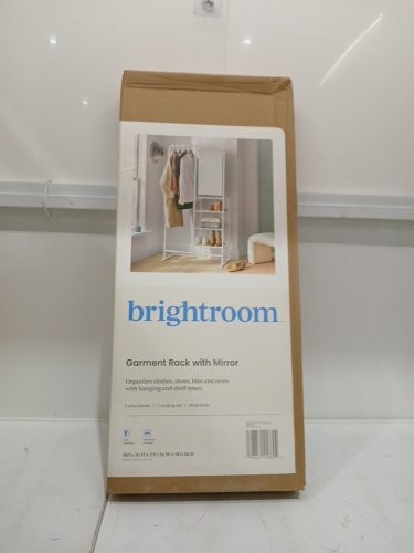 Brightroom Metal Garment Rack with Mirror and Shelving - White image 3